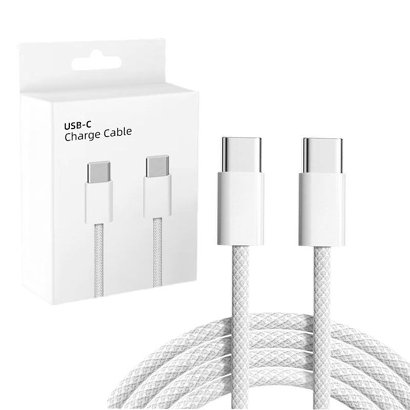 Wholesale 1m 60W Type-C to Type-C Fast Charging Braided Data Cable with Box for Apple iPhone 16 15 Pro Max 15 Pro Plus