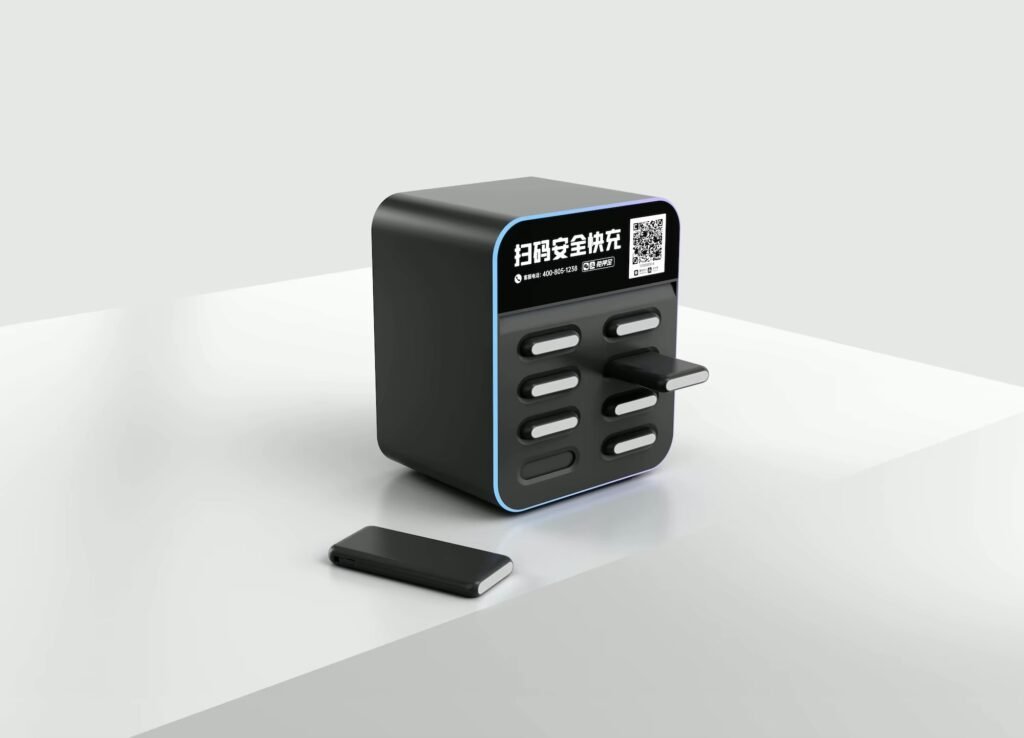 Outdoor Fast Charging 45W USB & Type-C Rental Power Bank Station | Reverse Charging QR Code Card Reader Vending Machine Kiosk